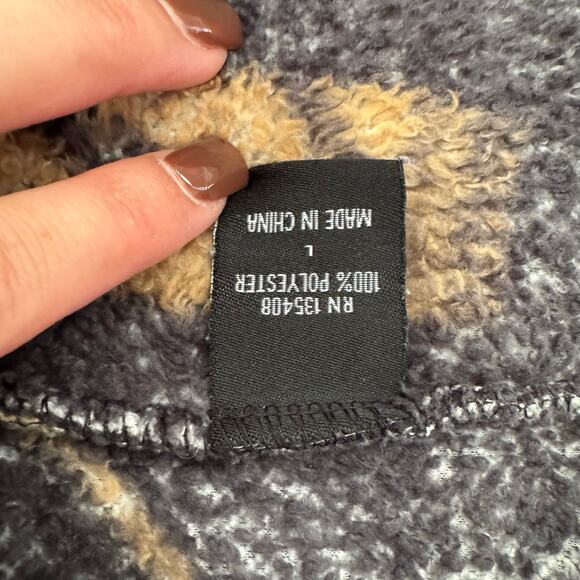 Hooey Quarter Zip Aztec Pattern Fleece Pullover Black Tan Youth Boys Size L - Picture 5 of 9